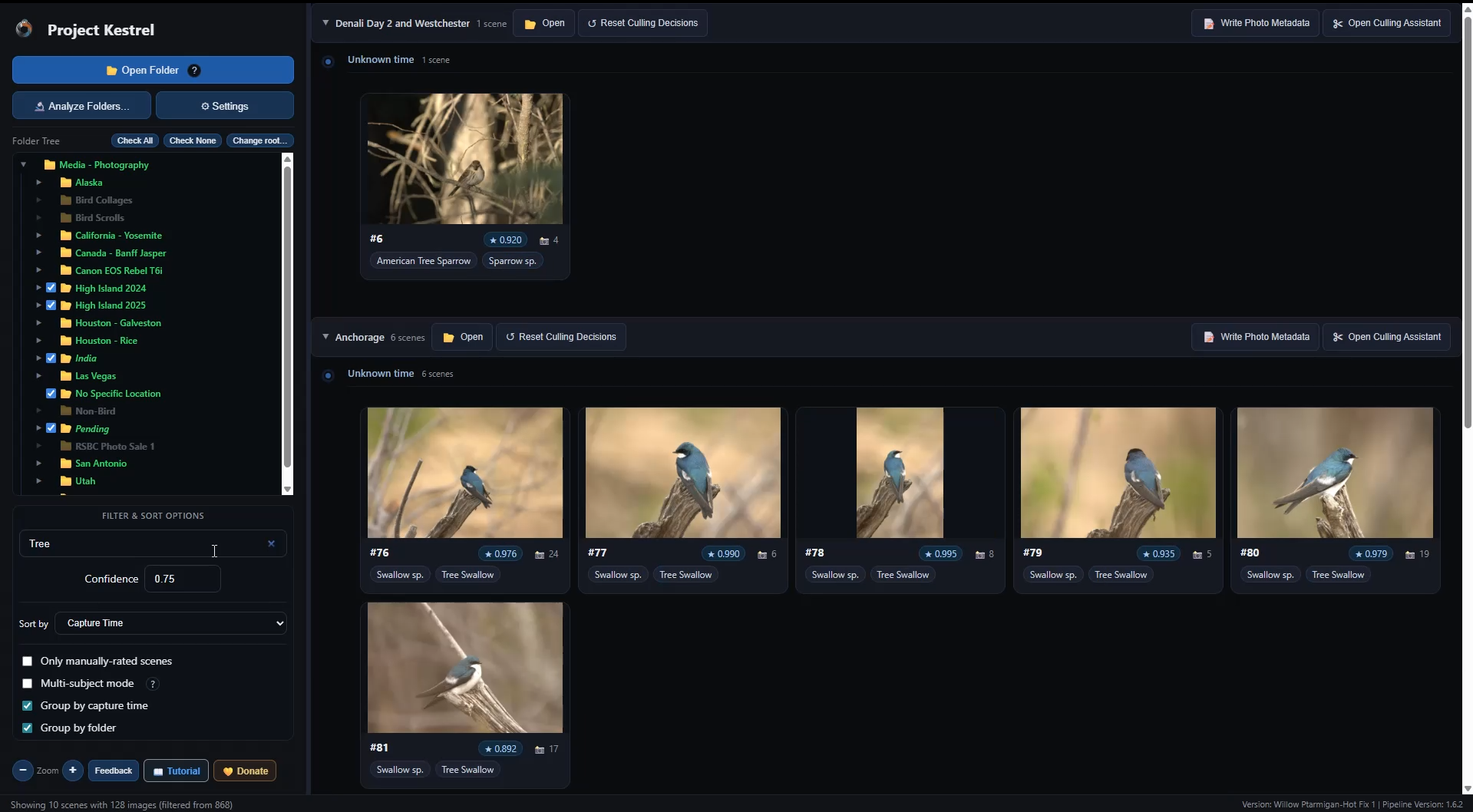 Species search results